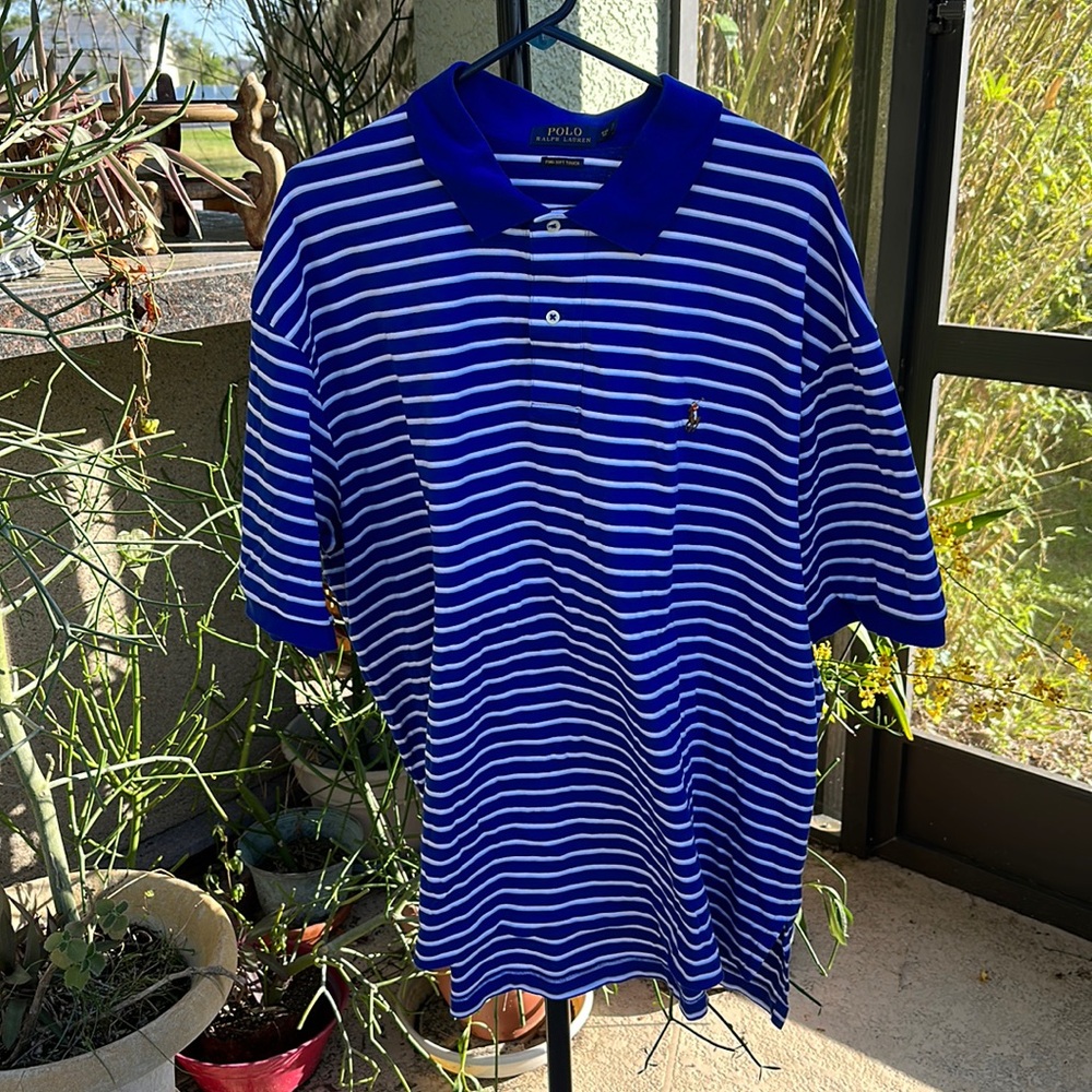 Polo by Ralph Lauren Polo, Blue and White Striped, Size 4XB.